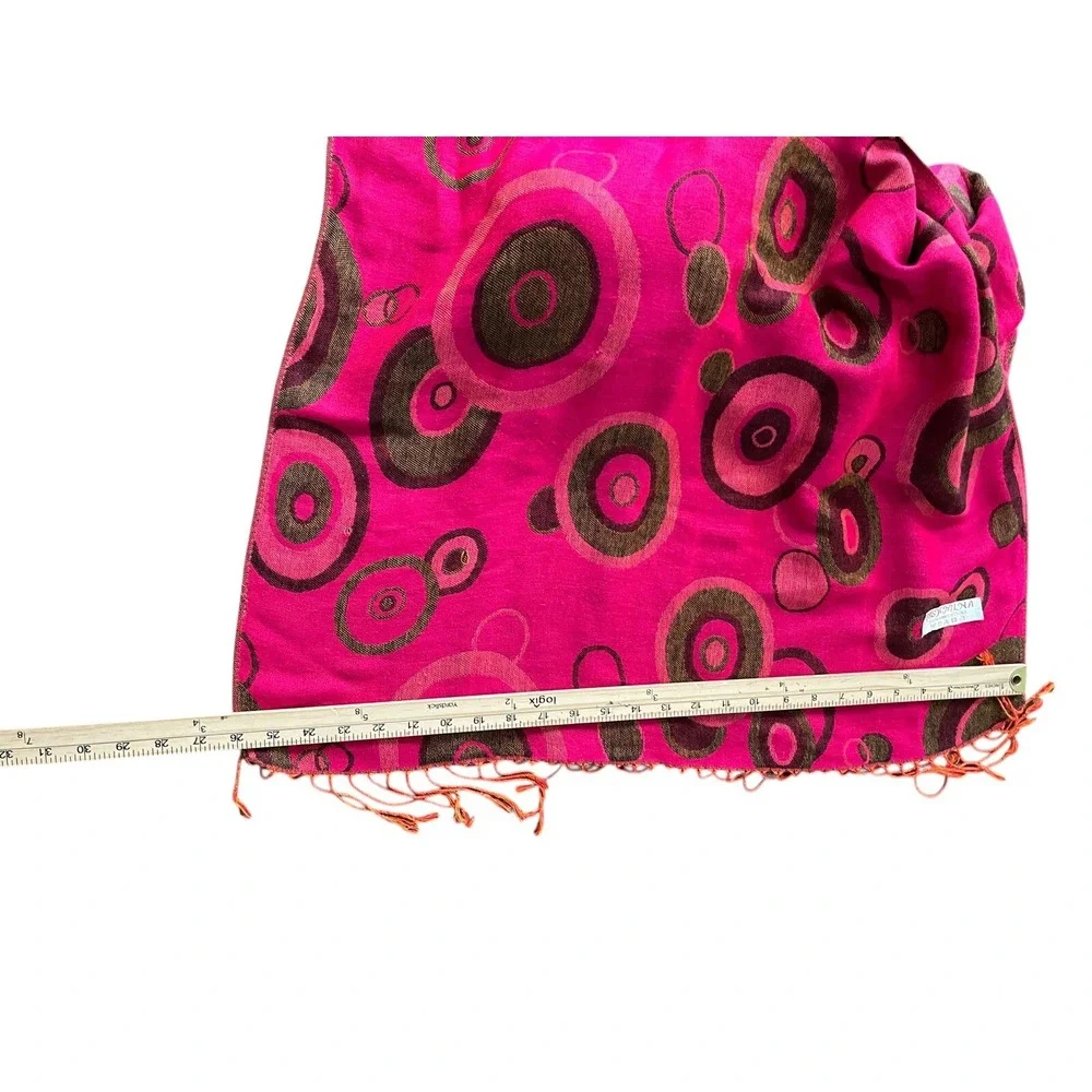 Pashmina Cashmere/Silk Shawl Scarf w/Abstract Geometric Circles 70